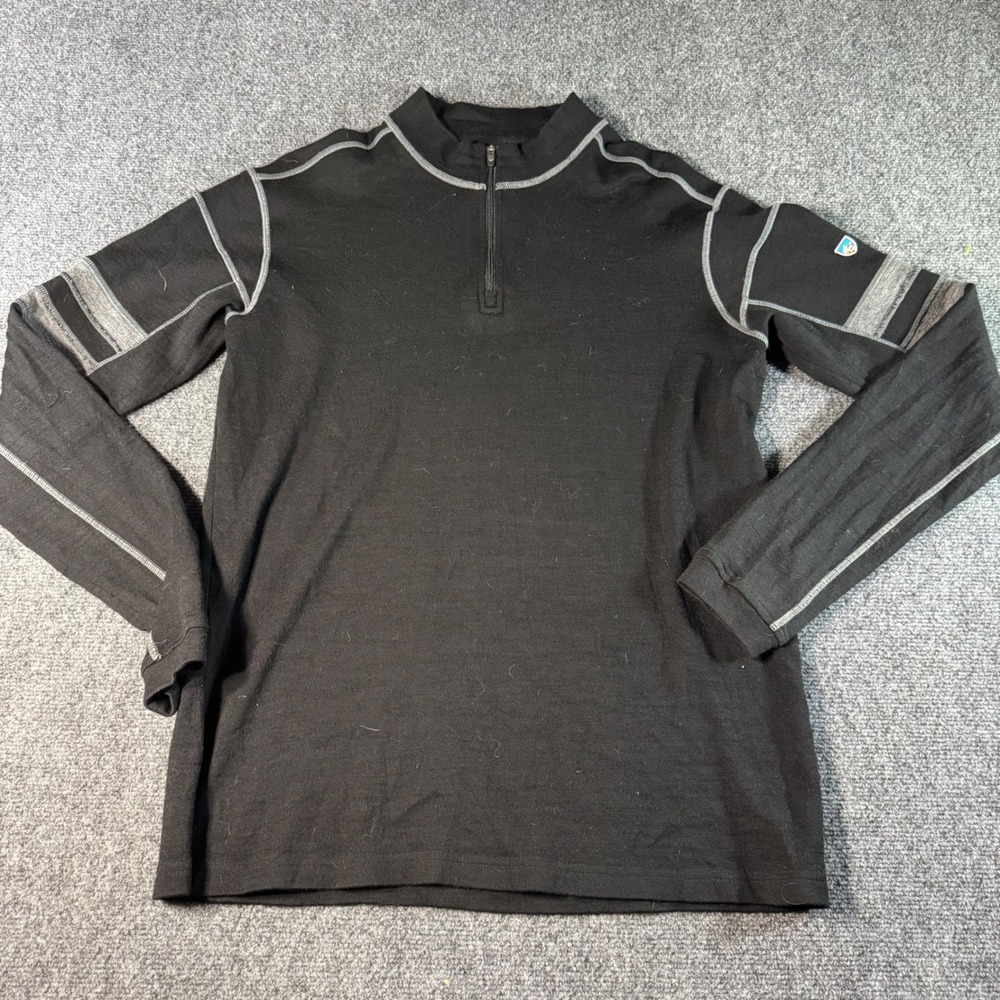 Kuhl Mens 3015 Black 1/4 Zip Pullover Thumbhole Performance Shirt Large